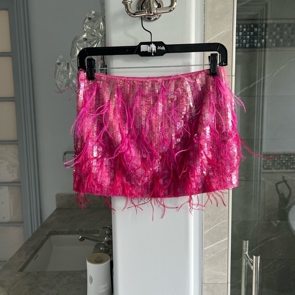 Retrofete Athana sequin feather-trim skirt - Picture 9 of 16